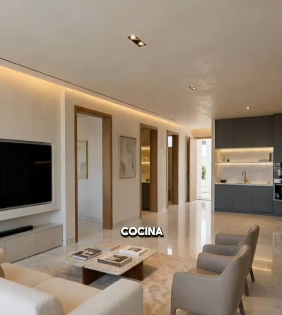 Living room and kitchen